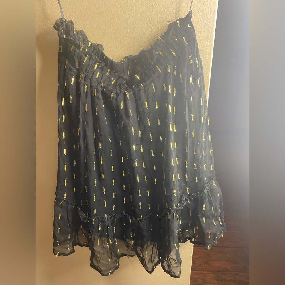 Boutique, black & gold skirt with ruffles. Sz Medium. NWT